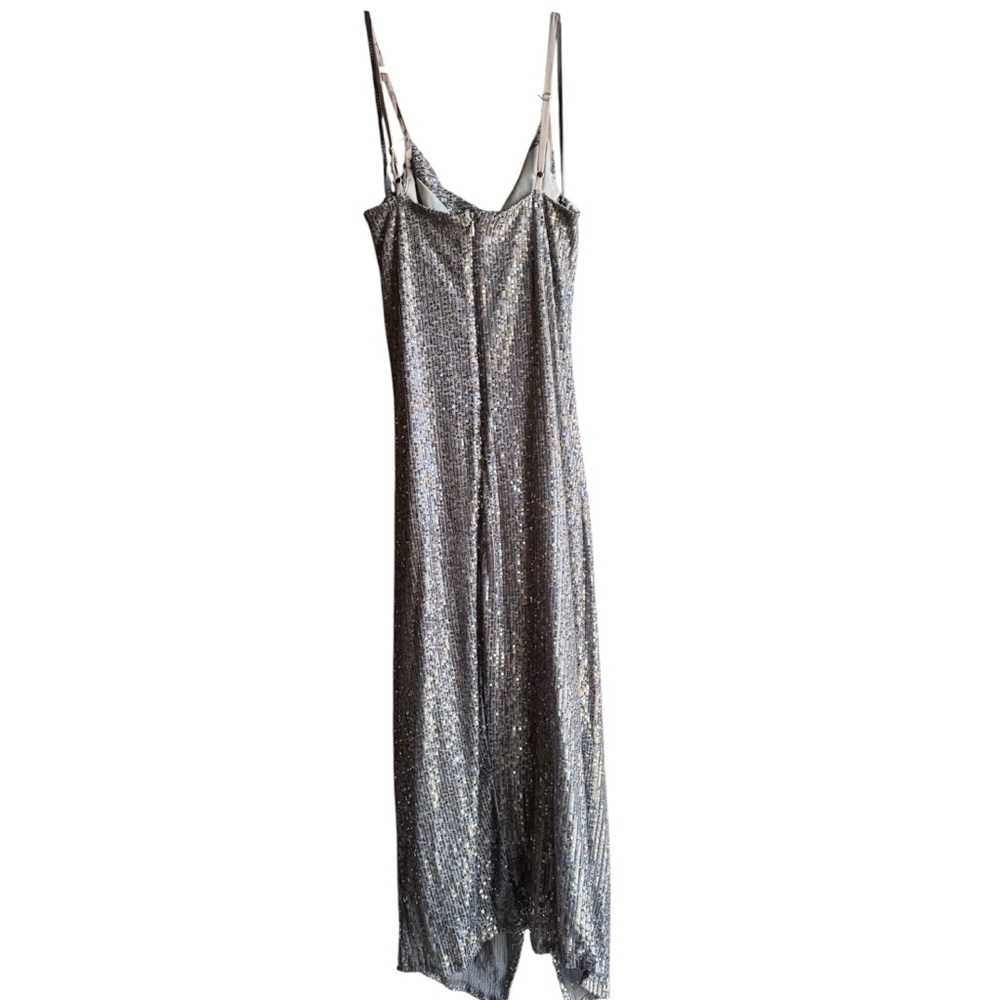 Laundry by Shelli Segal women's grey and silver sequin cowl neck dress Size 8 - Picture 6 of 12